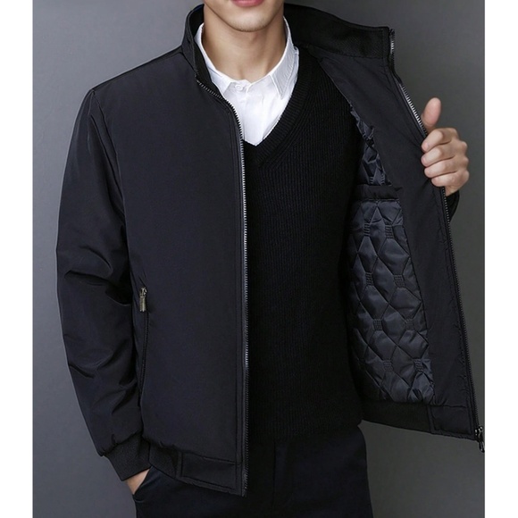 Classic Men’s Quilted Lined Pockets Zip up Jacket - Picture 2 of 6
